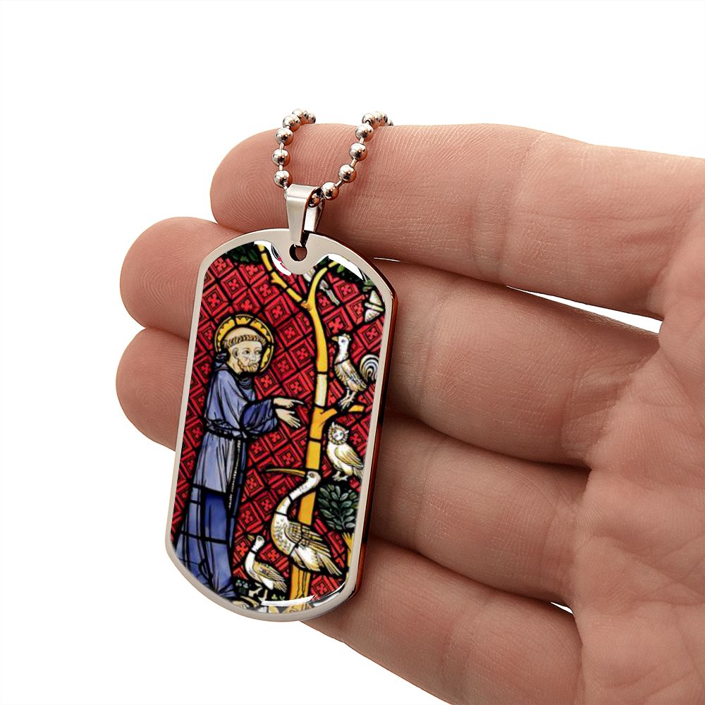 Saint Francis of Assisi Patrron of Animals Dog Tag pendant necklace