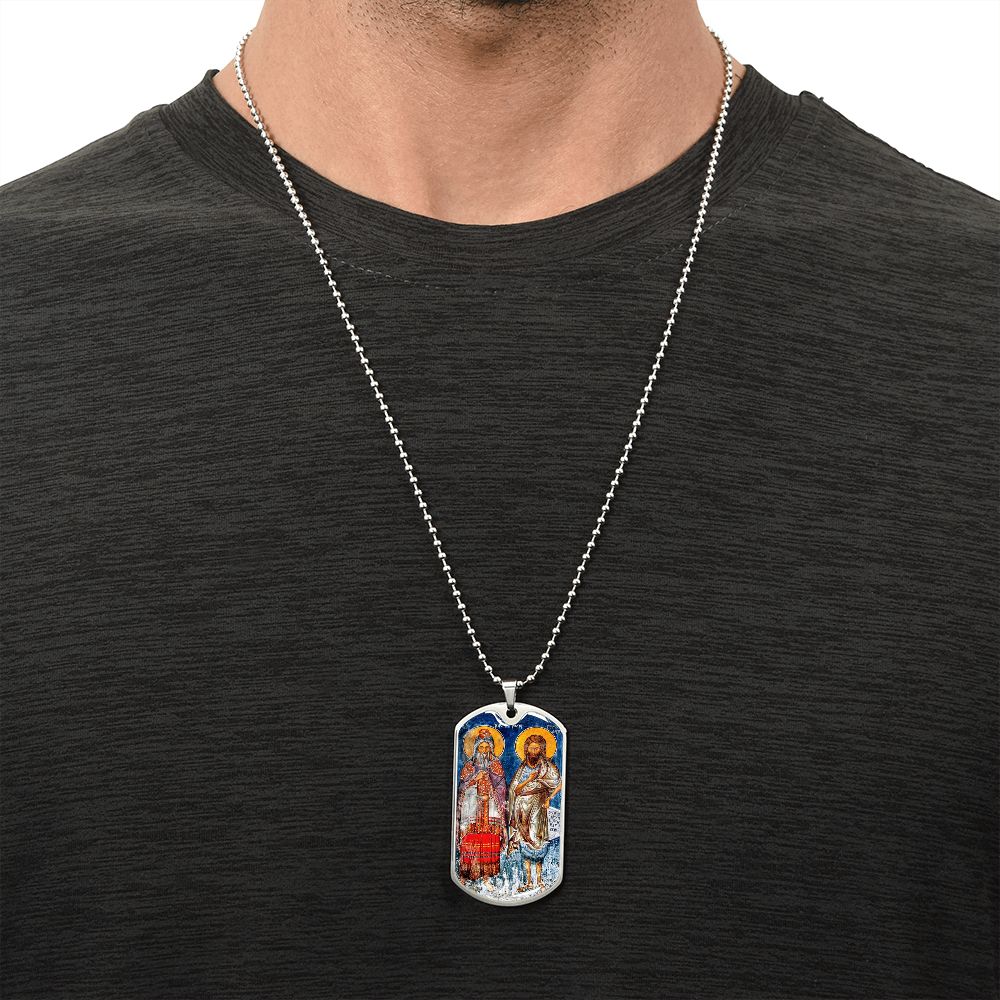 St John the Baptist and Zechariah icon dog tag necklace