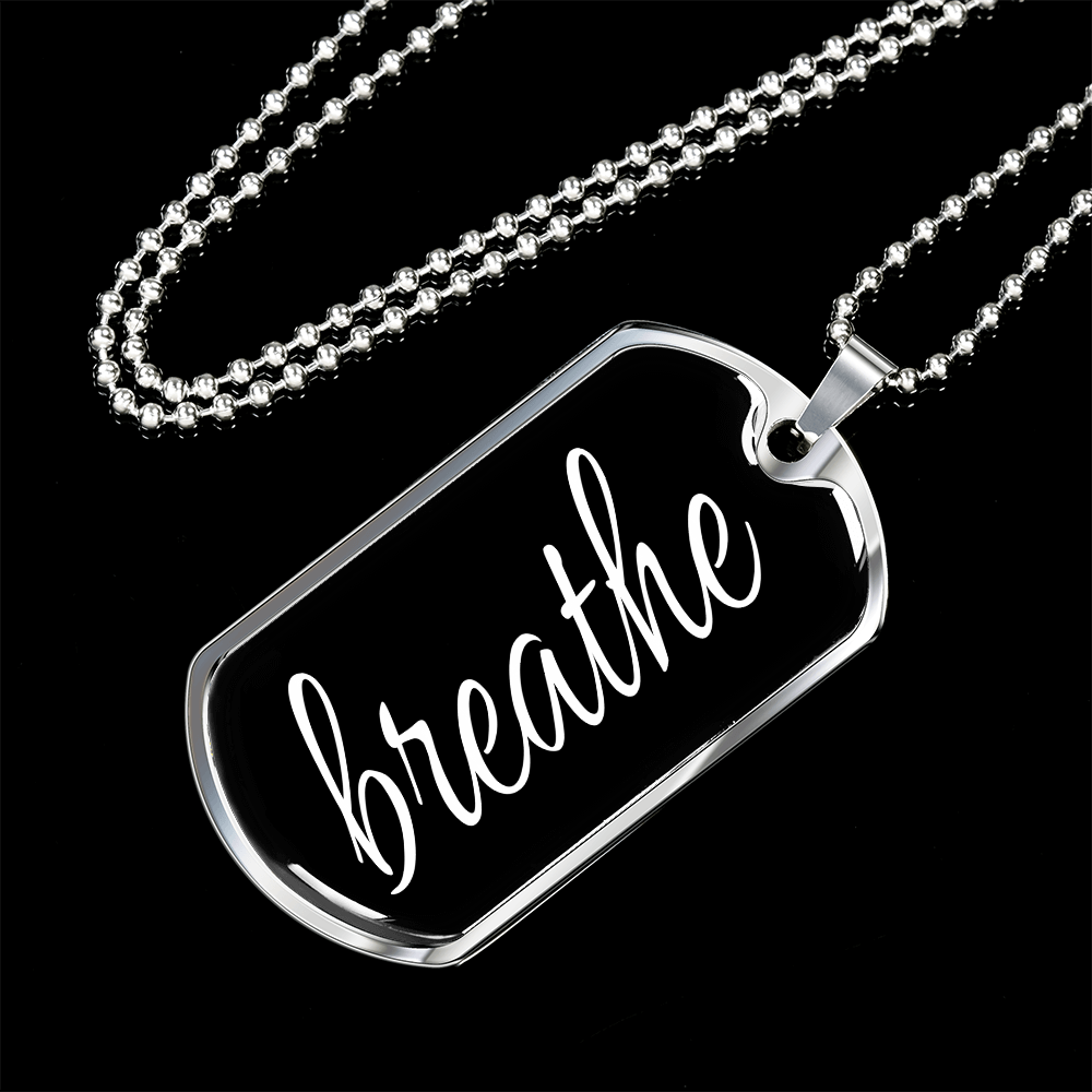 Breathe Dog Tag Military Pendant Necklace