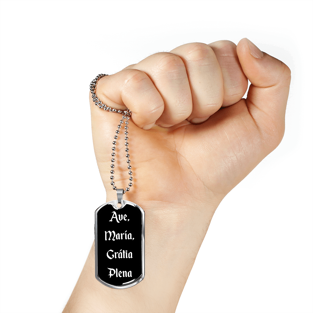 Ave Maria Gratia Plena Dog Tag pendant necklace