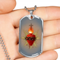 Sacred Heart of Jesus Dog Tag military pendant necklace, Godfather gift, Godmother gift, Godparent gift, Baptism gift, First Communion gift
