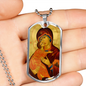 Theotokos Eleusa Vladimir Dog Tag Military pendant necklace