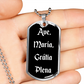 Ave Maria Gratia Plena Dog Tag pendant necklace