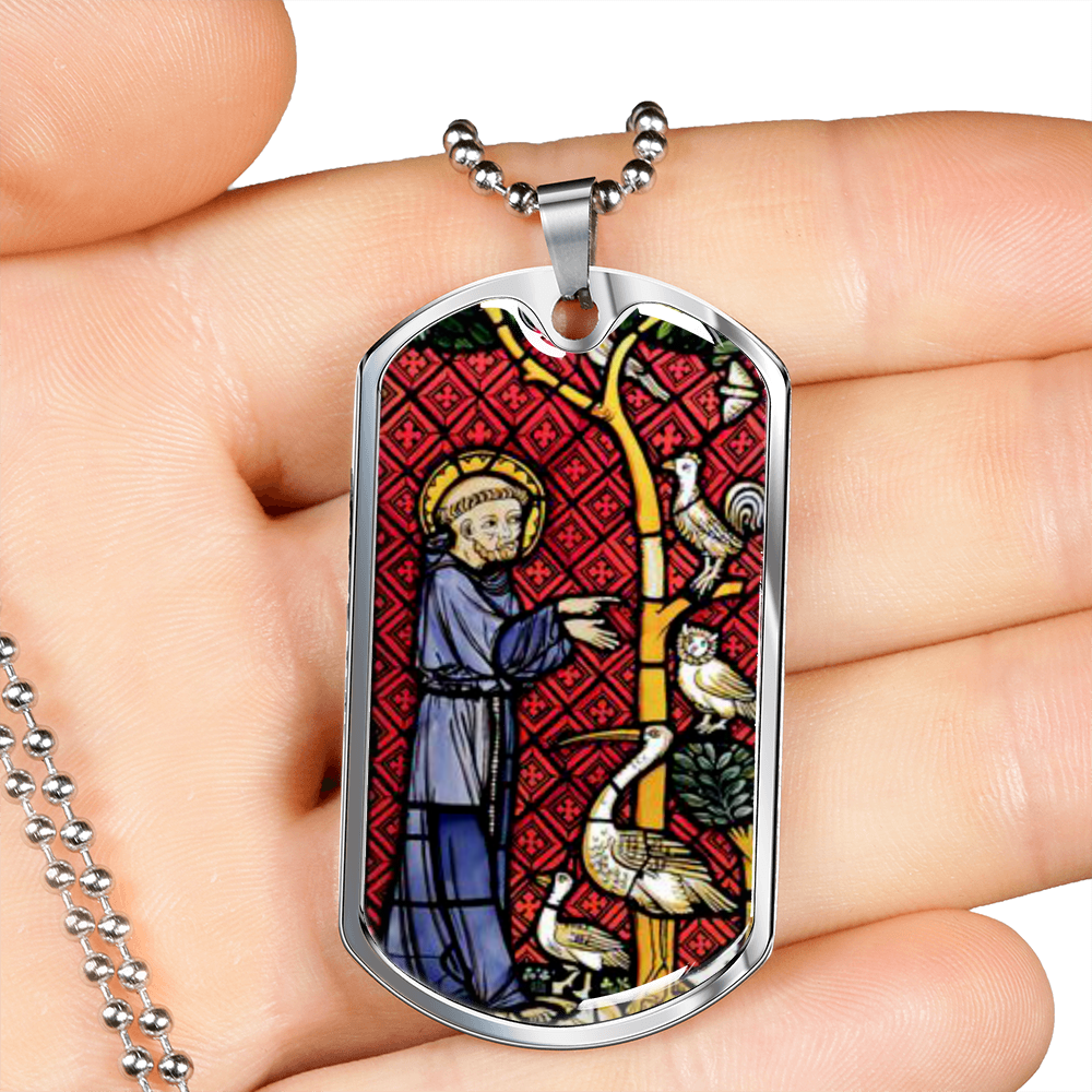 Saint Francis of Assisi Patrron of Animals Dog Tag pendant necklace