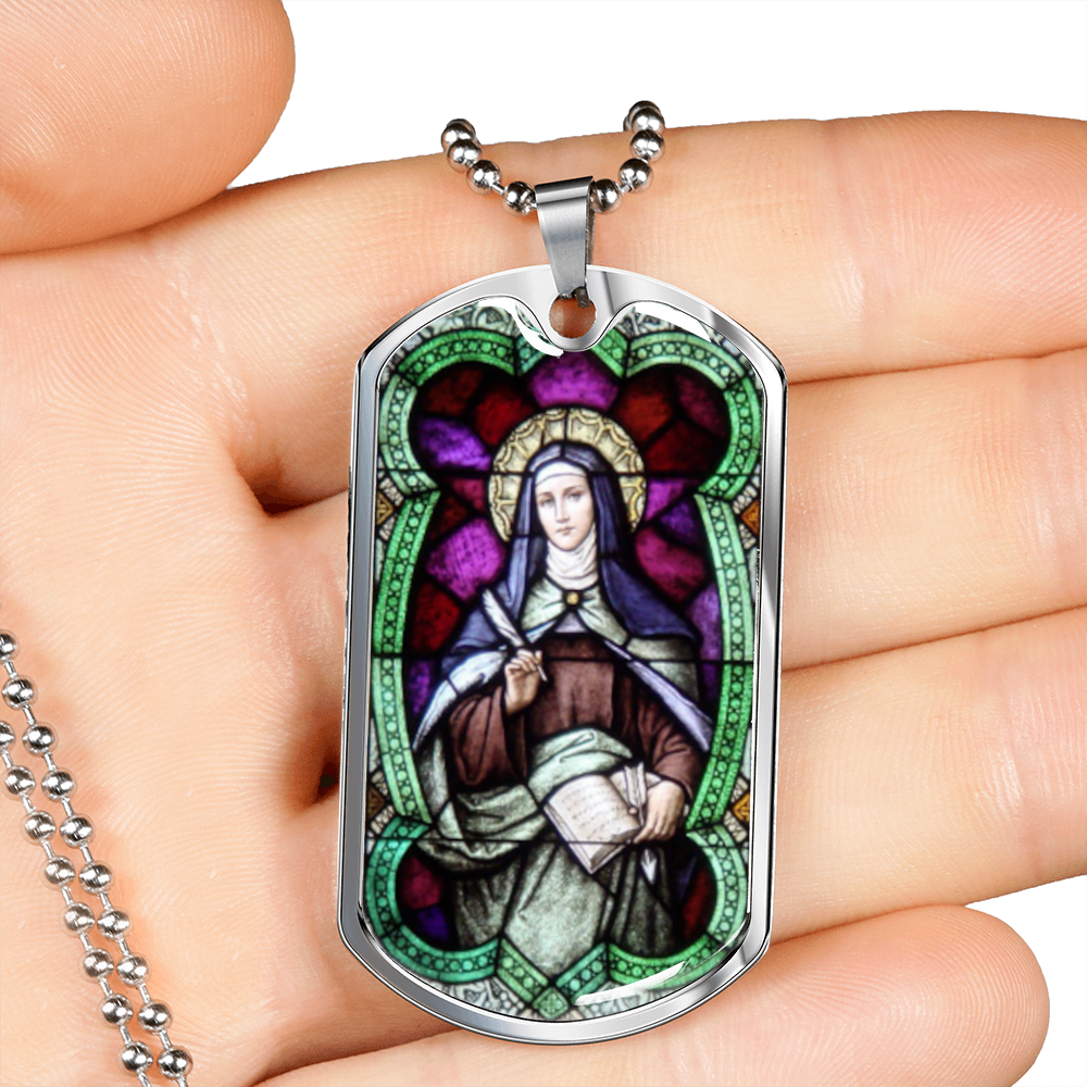 St Teresa of Avila dog tag necklace