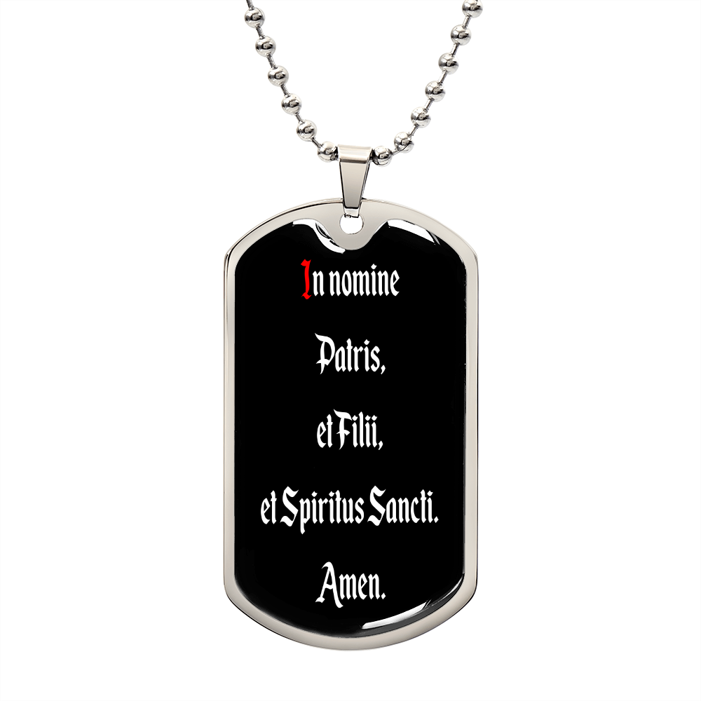 In Nomine Patris LATIN Dog Tag pendant necklace
