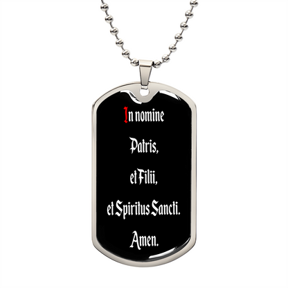 In Nomine Patris LATIN Dog Tag pendant necklace