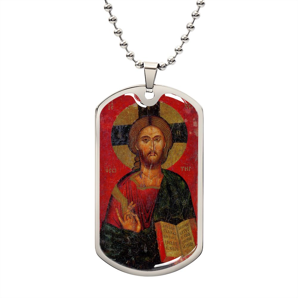 Jesus Christ Pantocrator dog tag necklace