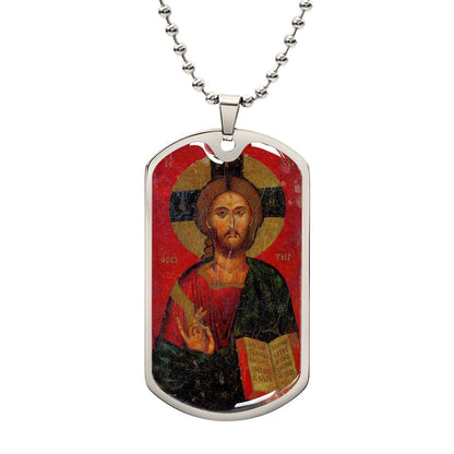 Jesus Christ Pantocrator dog tag necklace