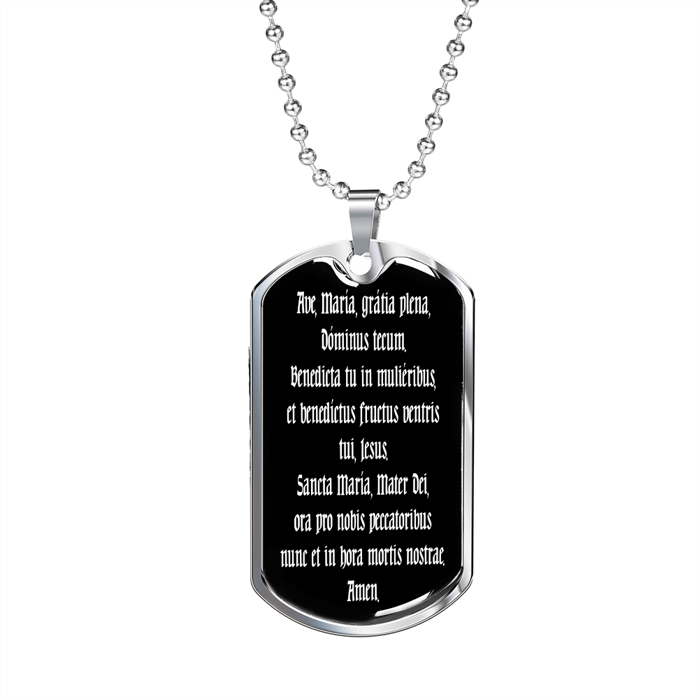 Ave Maria Gratia Plena Dominus Tecum Dog Tag pendant necklace
