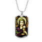Saint Barbara Stained Glass Dog Tag pendant necklace