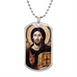 Jesus Christ Pantocrator Icon of Sinai Dog Tag Military Necklace