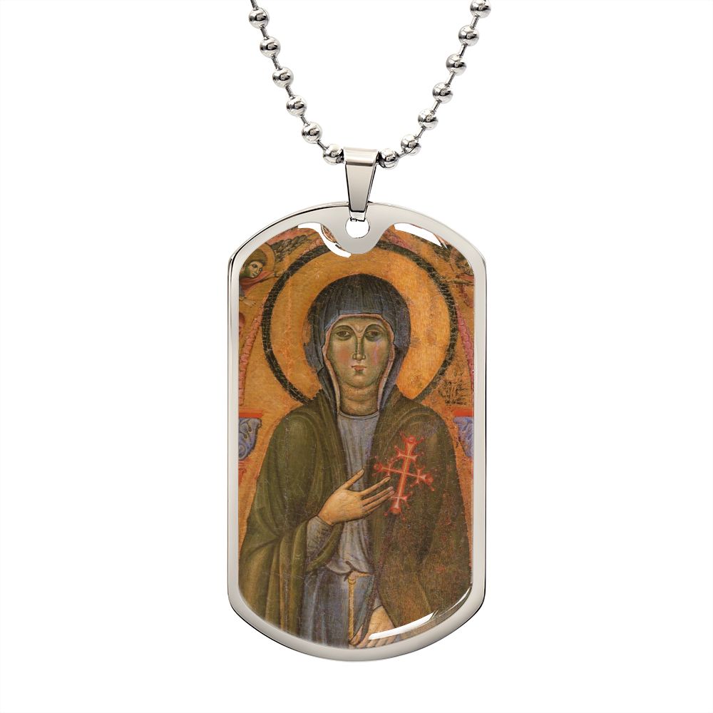St Clare of Assisi dog tag necklace