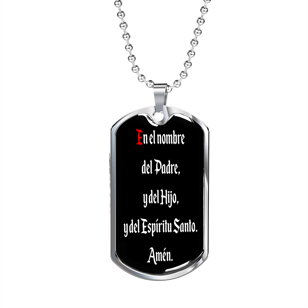 En El Nombre Del Padre Spanish dog tag pendant necklace
