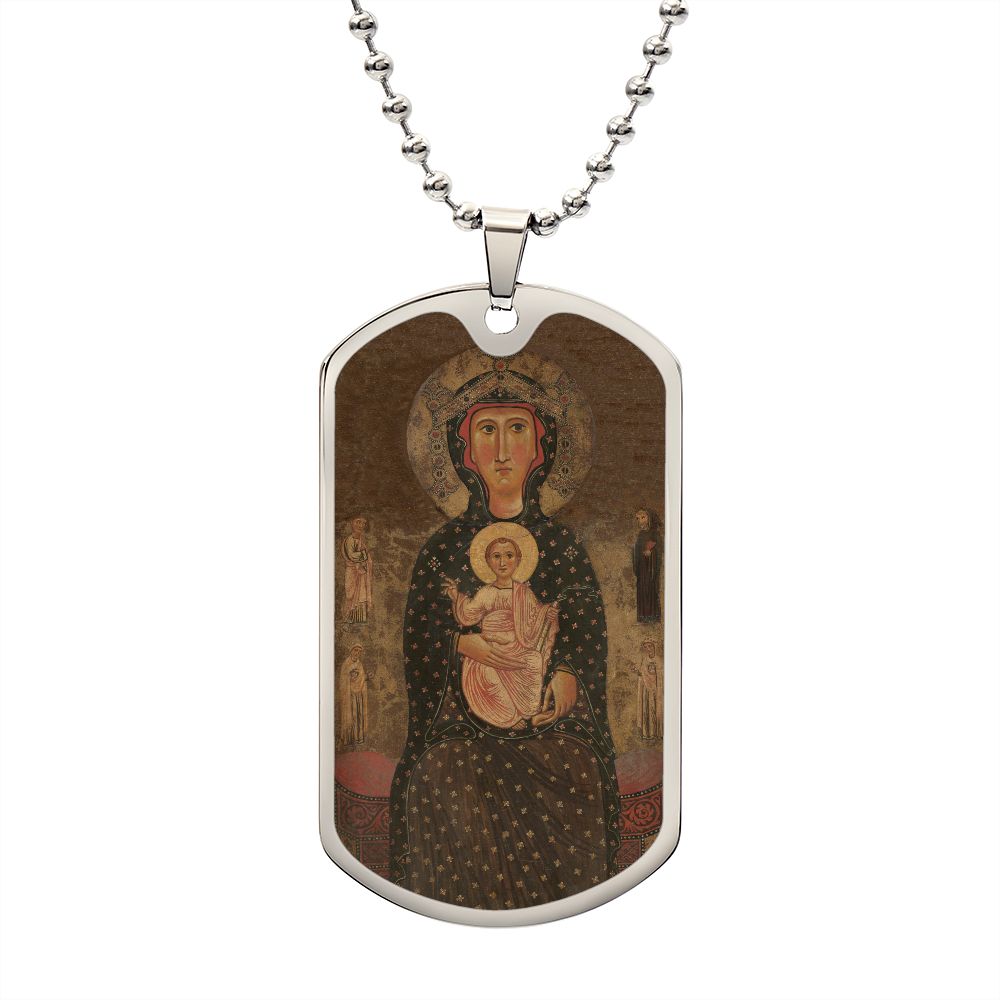Madonna and Child Margaritonne dog tag necklace