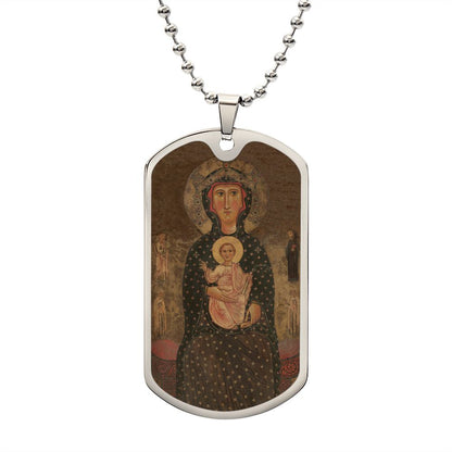 Madonna and Child Margaritonne dog tag necklace