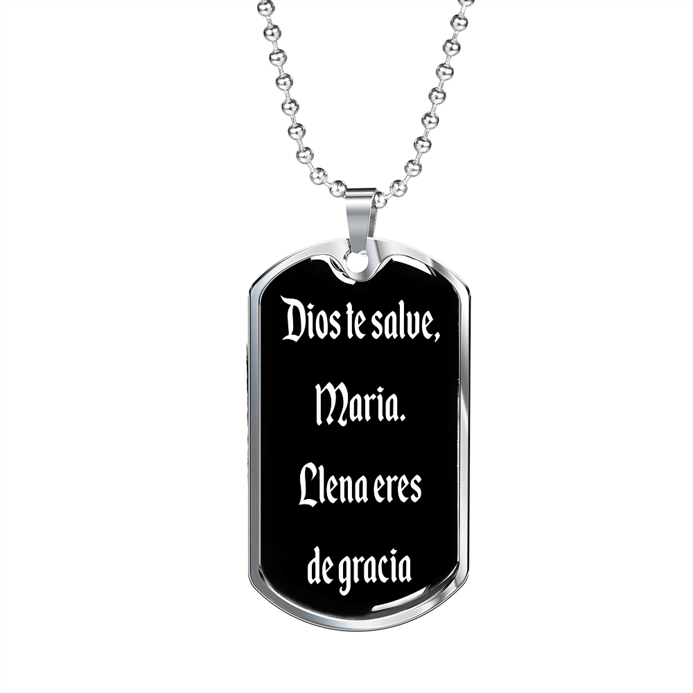 Dios te salve Maria dog tag pendant necklace