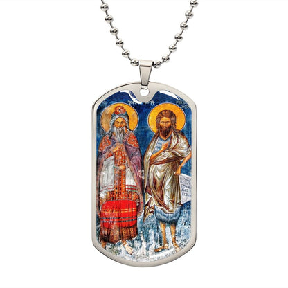 St John the Baptist and Zechariah icon dog tag necklace