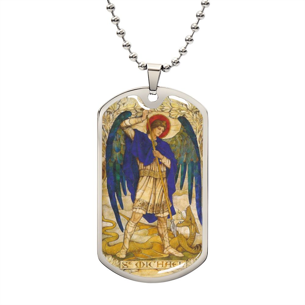 St Michael the Archangel dog tag necklace