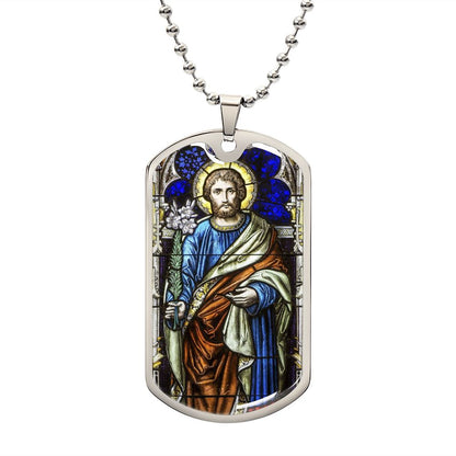 St Joseph dog tag necklace