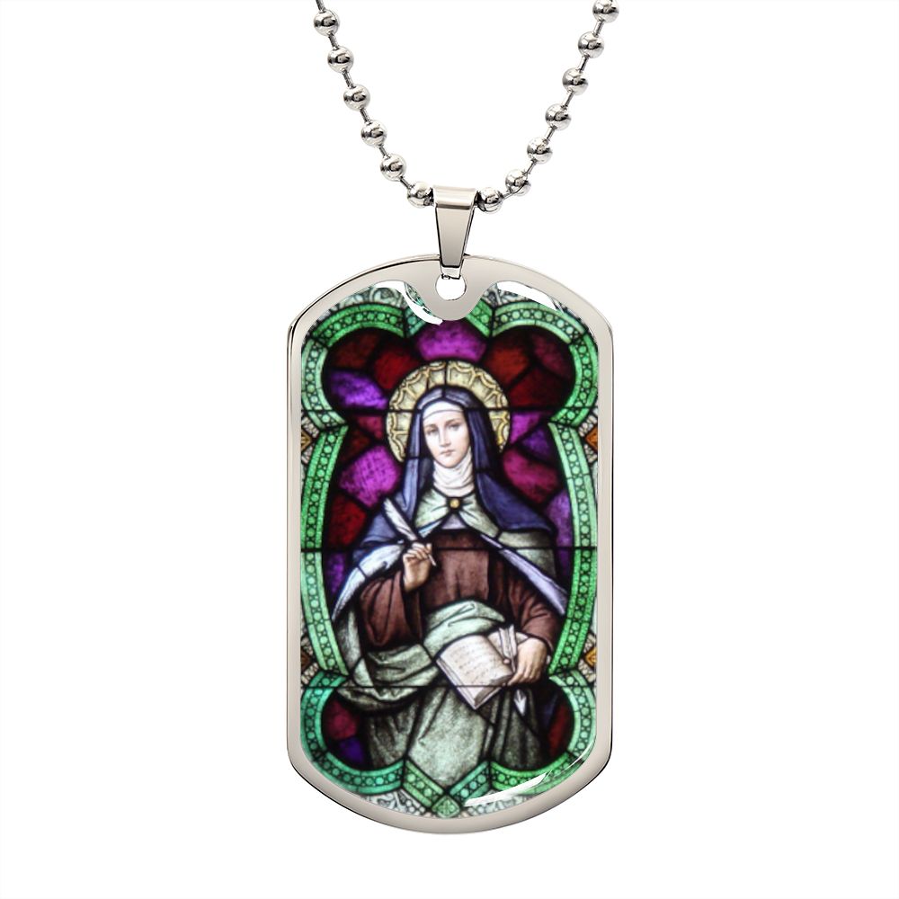 St Teresa of Avila dog tag necklace
