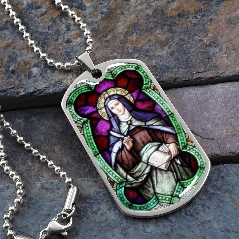 St Teresa of Avila dog tag necklace