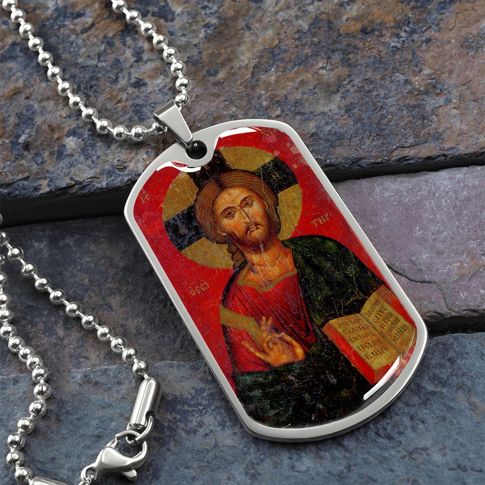 Jesus Christ Pantocrator dog tag necklace