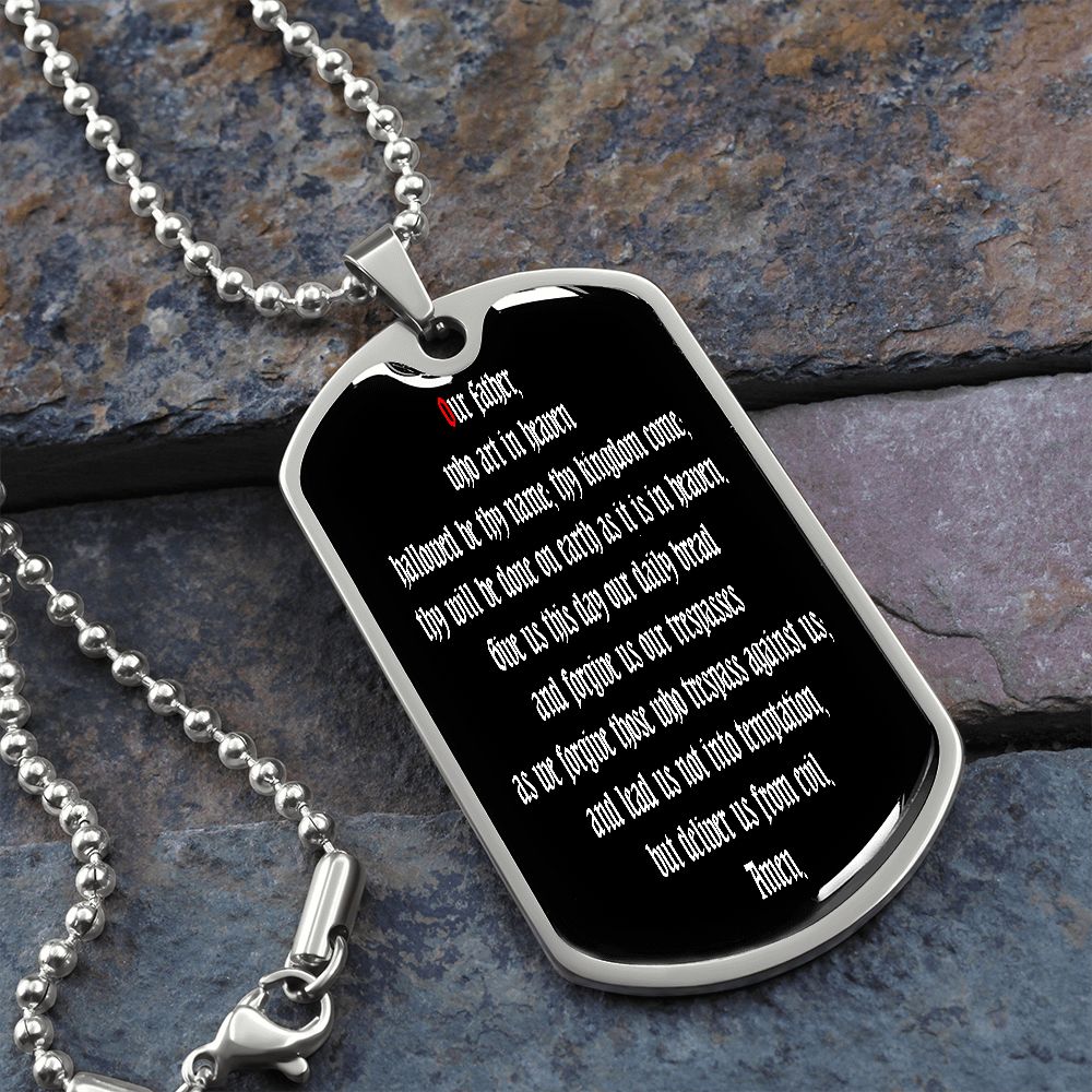 Our Father dog tag pendant necklace
