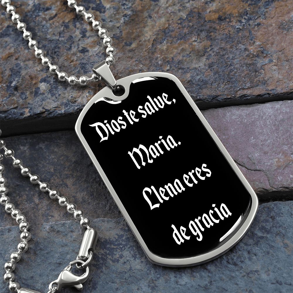 Dios te salve Maria dog tag pendant necklace