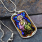 Saint Barbara Stained Glass dog tag pendant necklace
