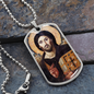 Jesus Christ Pantocrator Icon of Sinai Dog Tag Military Necklace