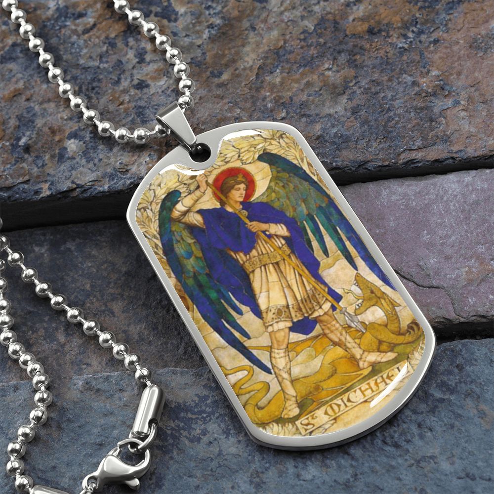St Michael the Archangel dog tag necklace