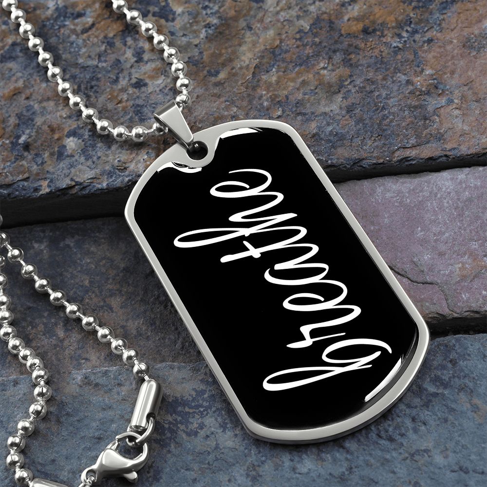 Breathe Dog Tag Military Pendant Necklace
