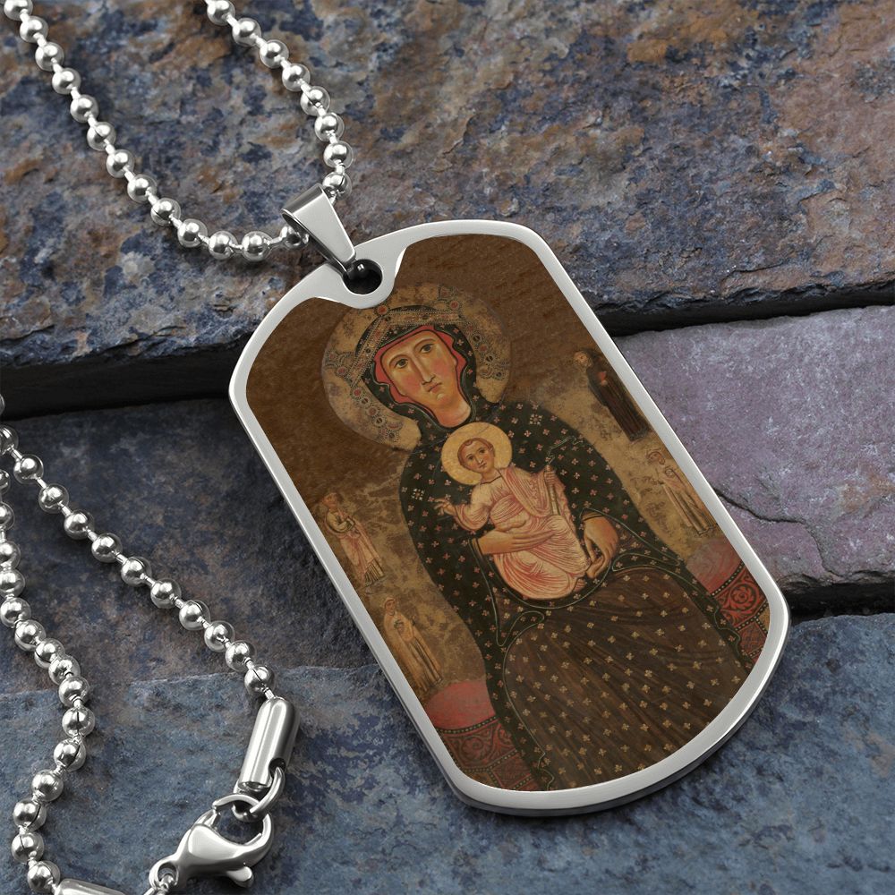 Madonna and Child Margaritonne dog tag necklace