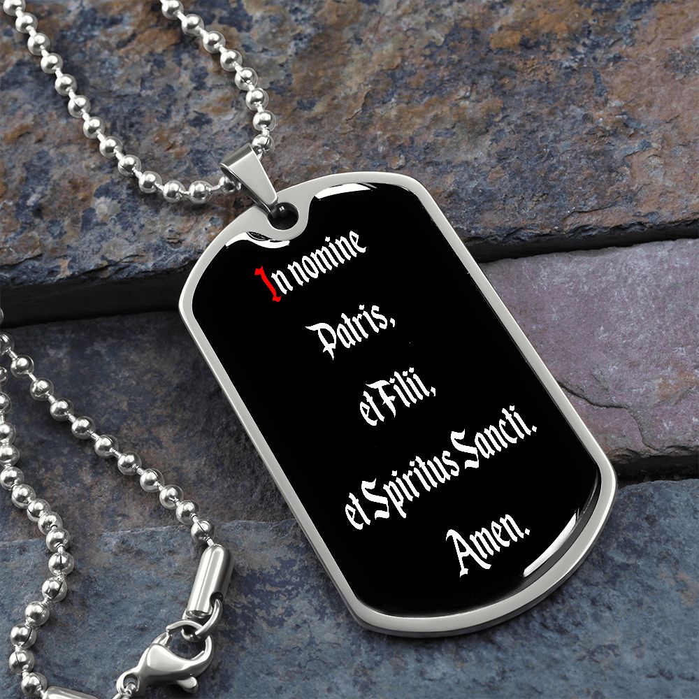 In Nomine Patris LATIN Dog Tag pendant necklace