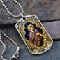 St Cecilia Stained Glass Dog Tag military ball chain