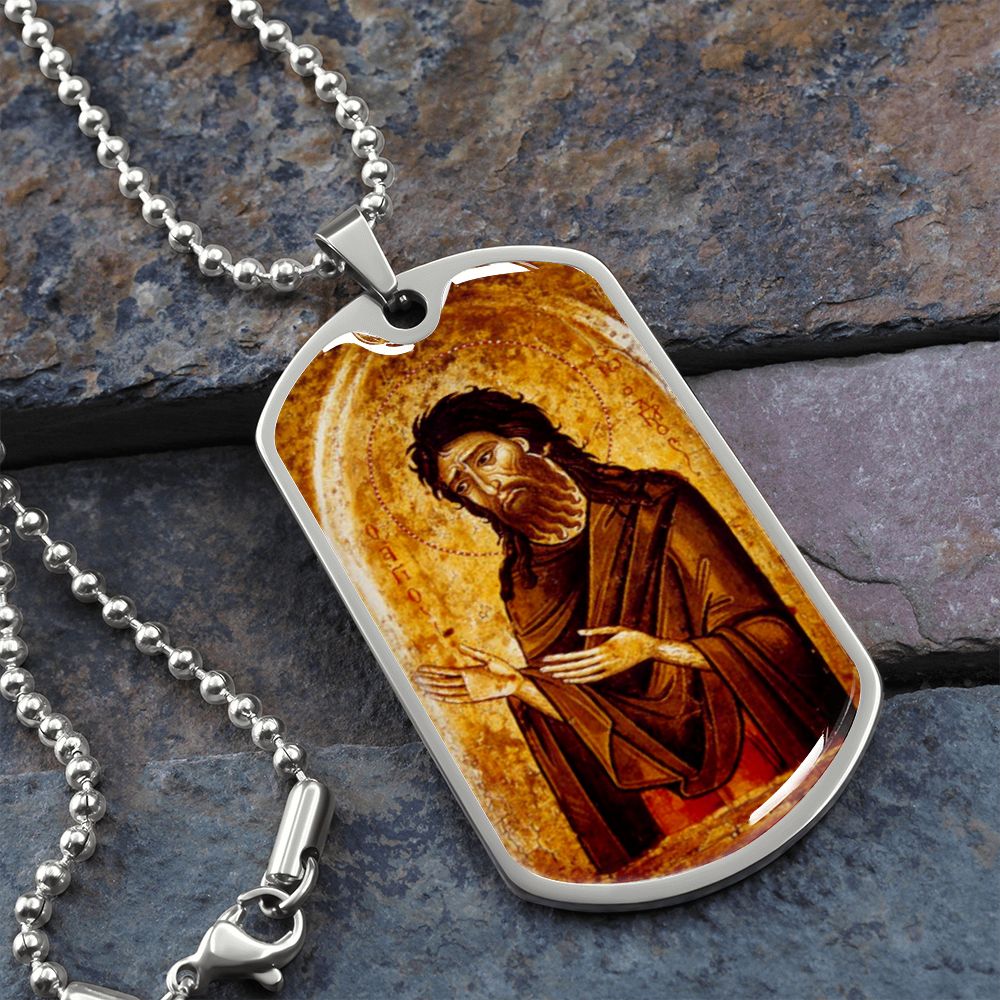 St John the Baptist gog tag necklace
