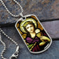 Saint Barbara Stained Glass Dog Tag pendant necklace