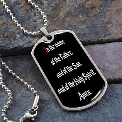 In the name of the Father dog tag pendant necklace