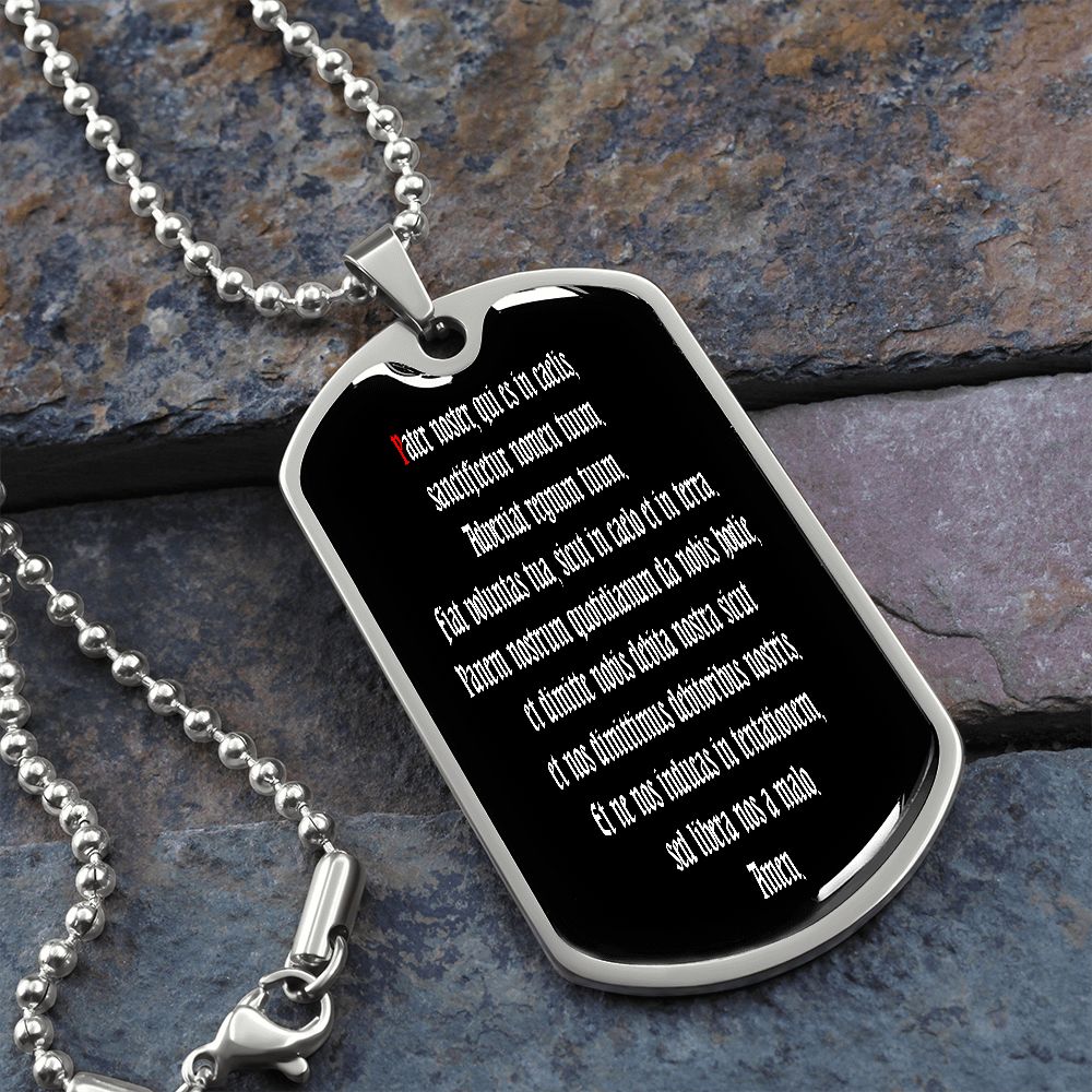 Pater Noster LATIN dog tag pendant necklace