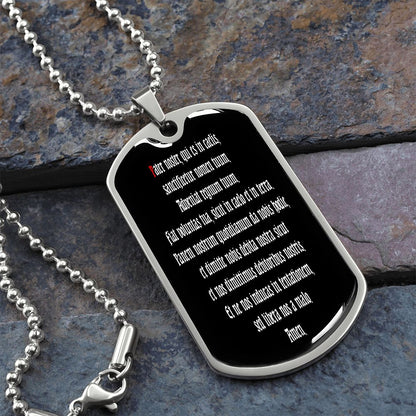 Pater Noster LATIN dog tag pendant necklace