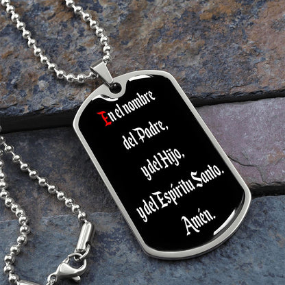 En El Nombre Del Padre Spanish dog tag pendant necklace
