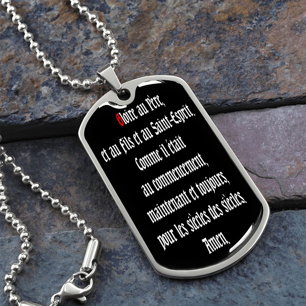 Glory to the Father dog tag pendant necklace