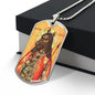 Dog Headed Saint Christopher Military Dog Tag Pendant Necklace