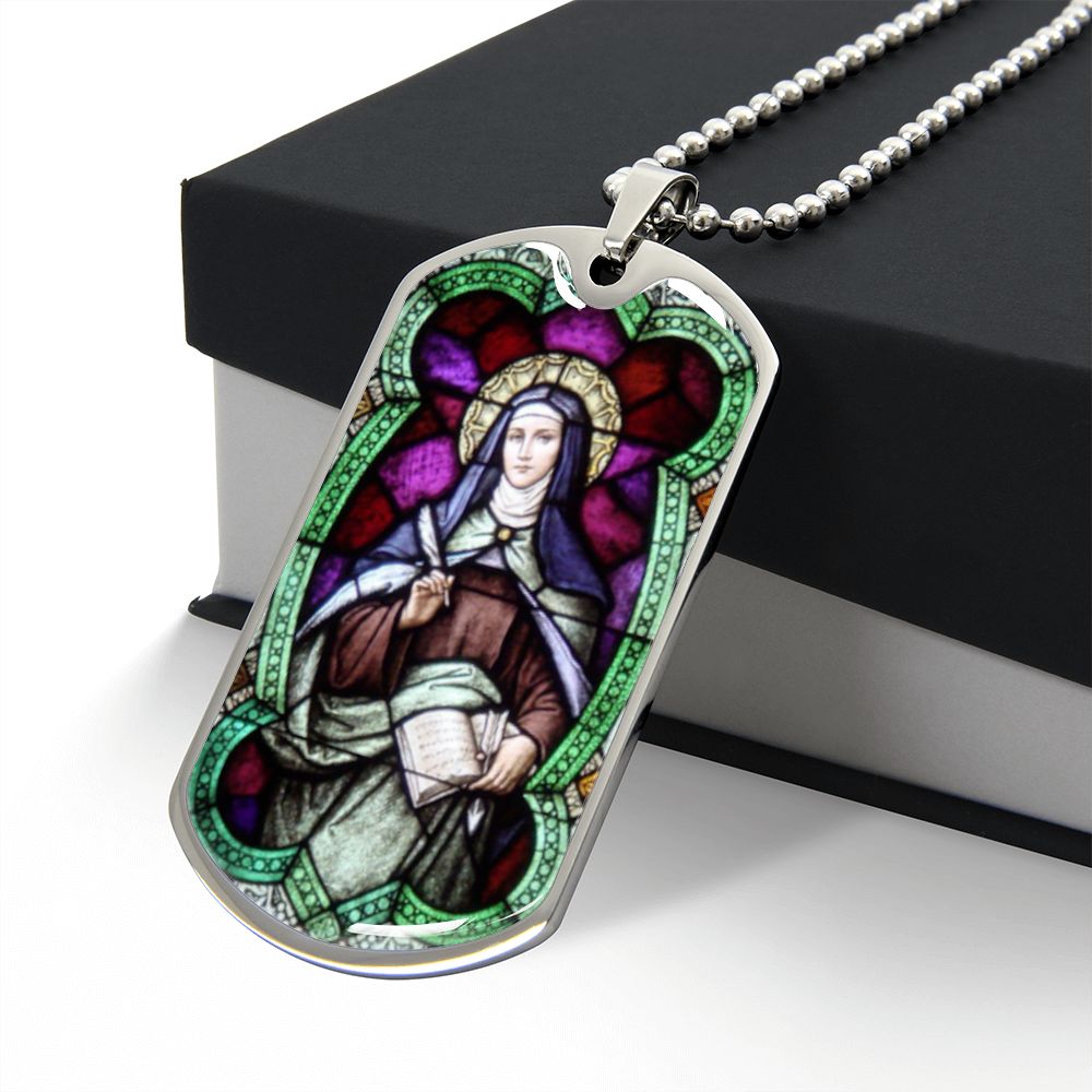 St Teresa of Avila dog tag necklace