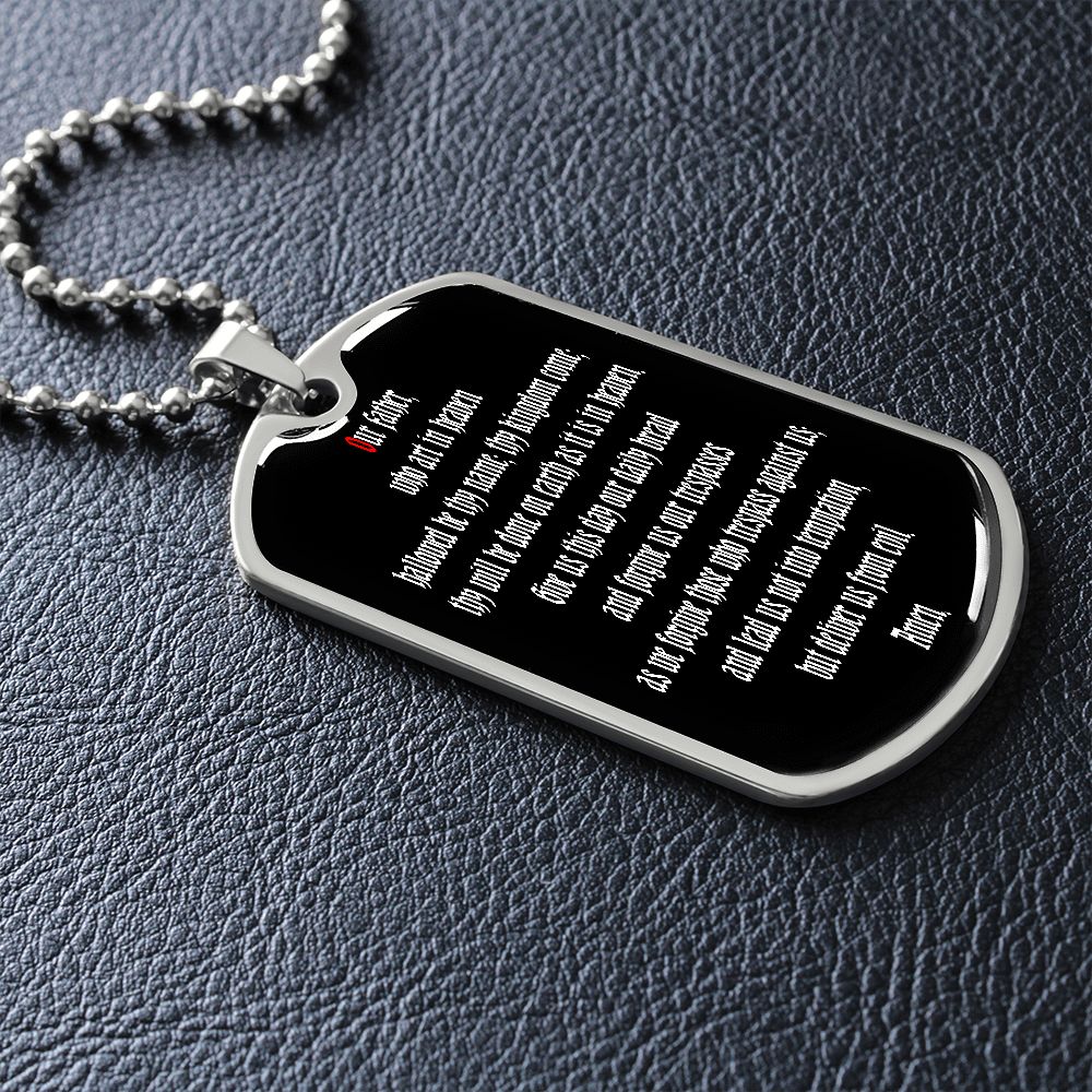 Our Father dog tag pendant necklace
