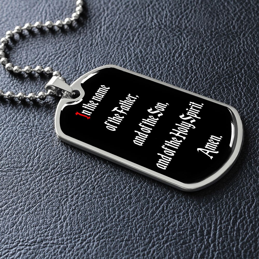 In the name of the Father dog tag pendant necklace