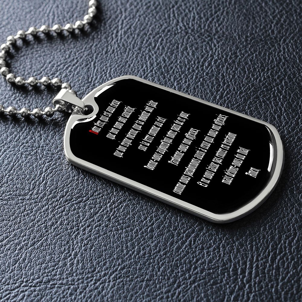 Our Father in French dog tag pendant necklace