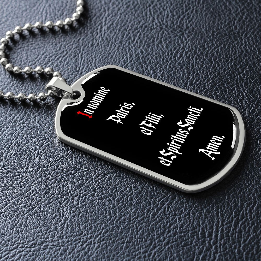 In Nomine Patris LATIN Dog Tag pendant necklace