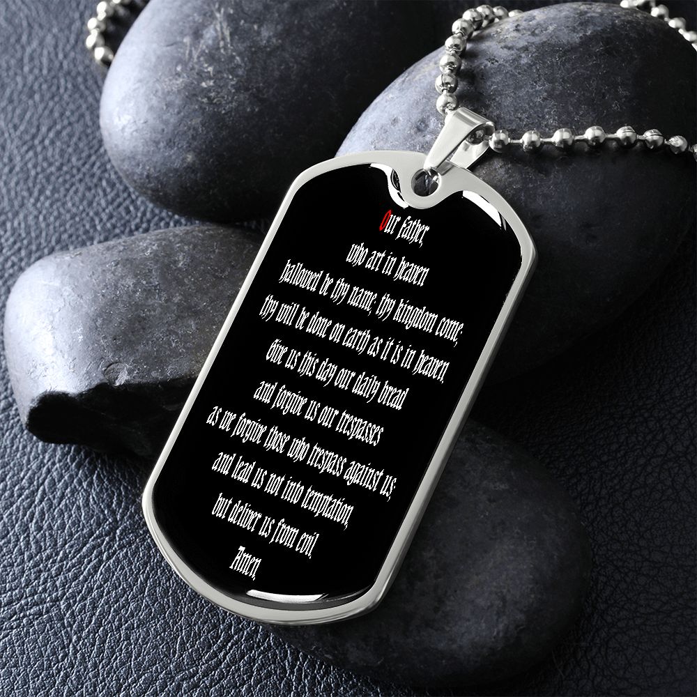 Our Father dog tag pendant necklace
